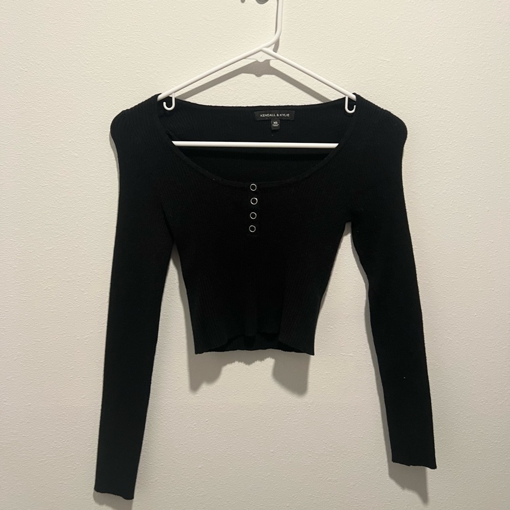 Kendall and Kylie Cropped Black Sweater